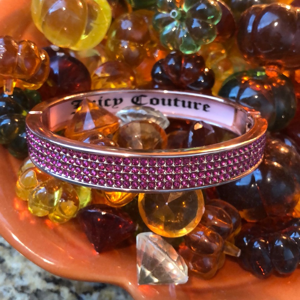 Juicy Couture Pink Sparkle Rose Gold Hinged Bangle